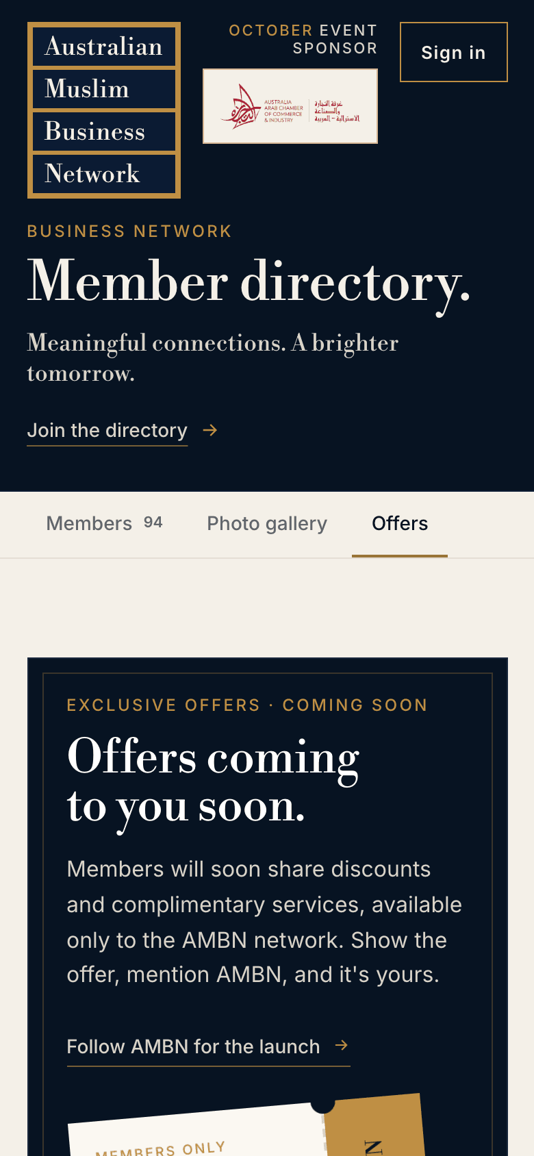 AMBN member offers page on a phone