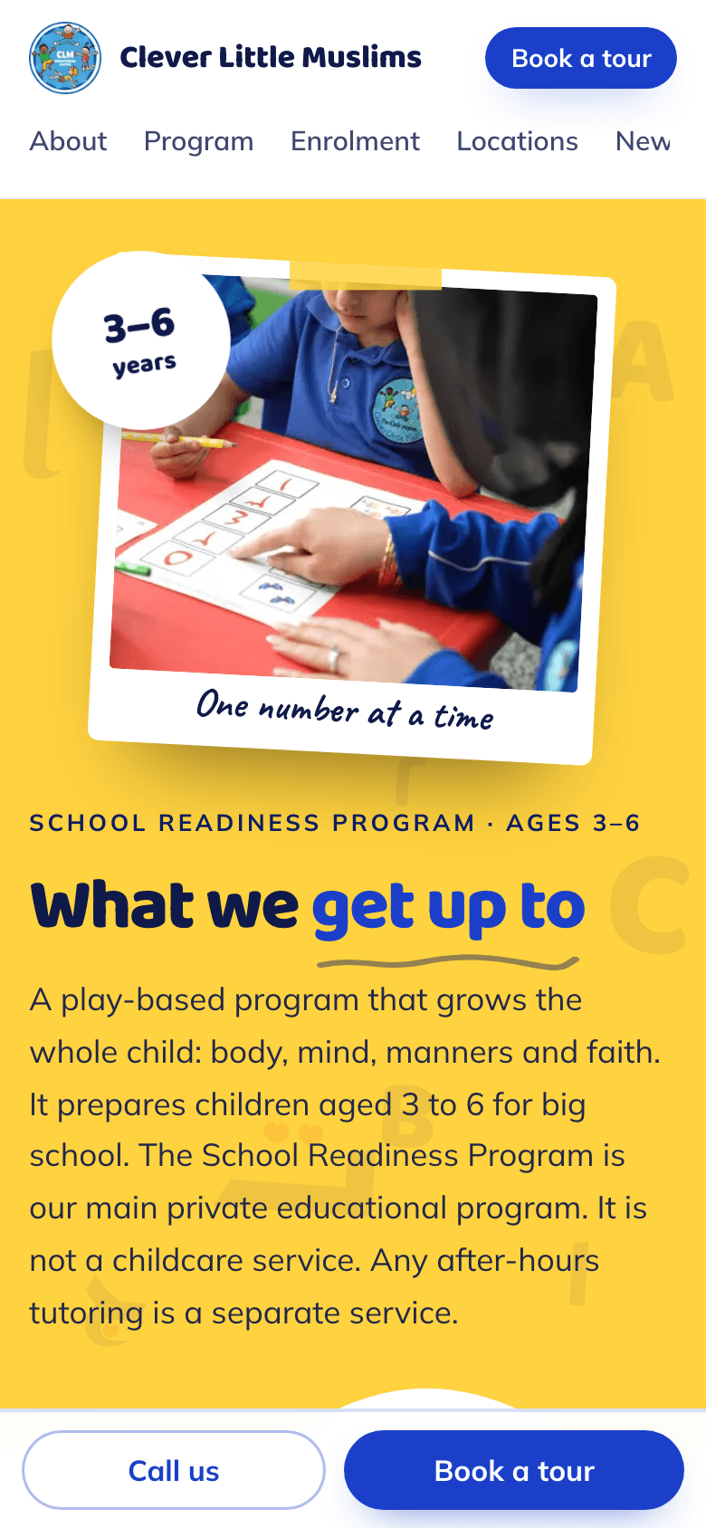 Clever Little Muslims program page on a phone