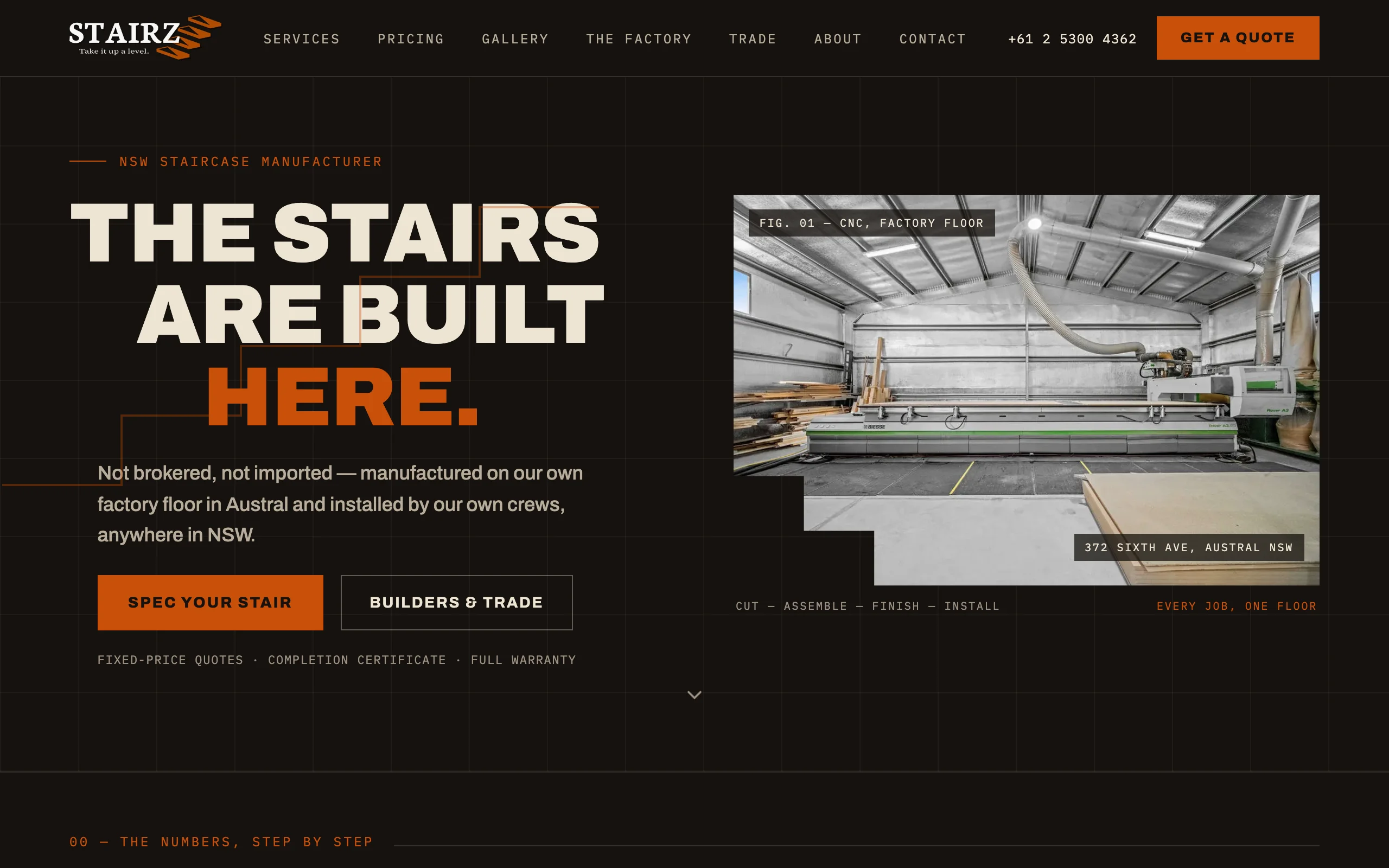 Stairz homepage on desktop